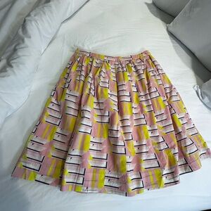 J. Crew Midi Skater Skirt in Yellow and Pink